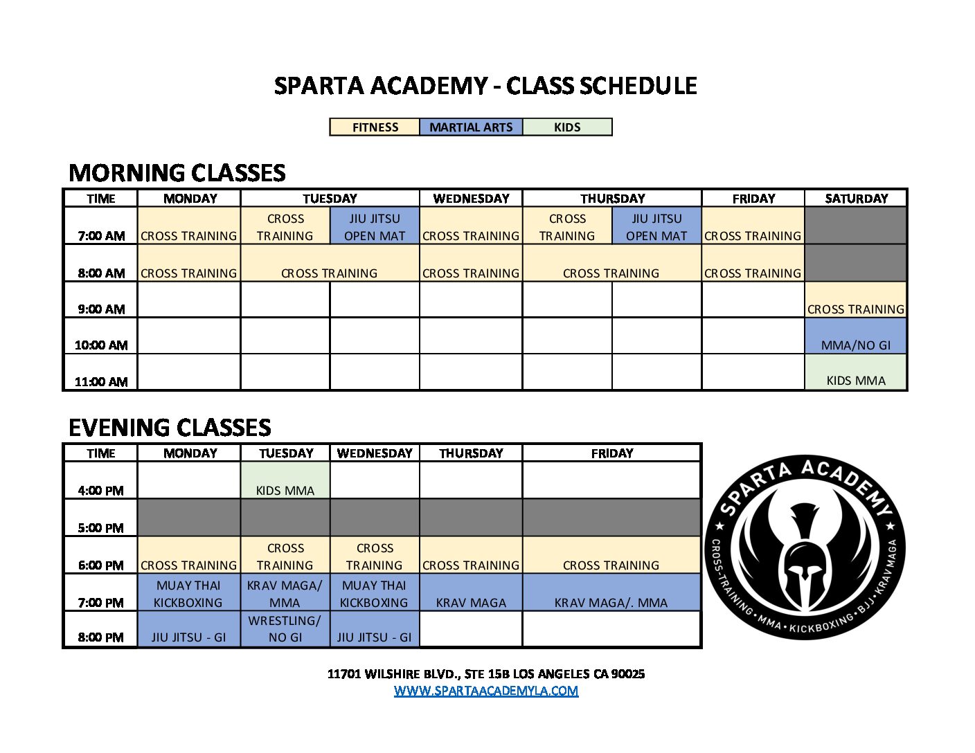 Sparta Schedule